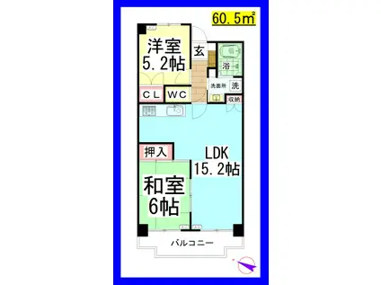 TD タウンコート湘南(2LDK/6階)の間取り写真