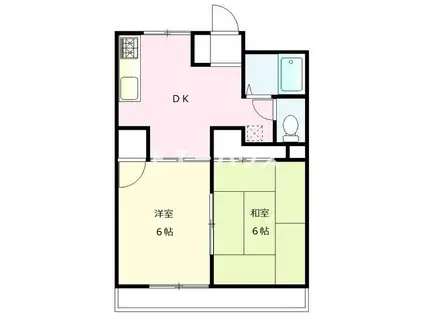 ウエルス本郷(2DK/1階)の間取り写真
