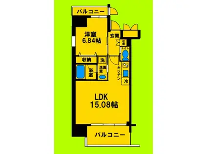 プレジオ江坂ルージュ(1LDK/11階)の間取り写真