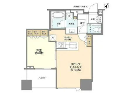 シティタワー有明(1LDK/20階)の間取り写真