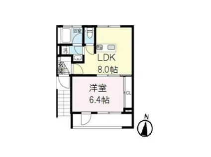 アーバンフラッツ五橋(1LDK/1階)の間取り写真