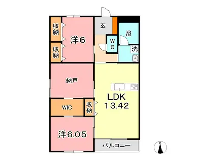 ALMA倉敷(2SLDK/1階)の間取り写真