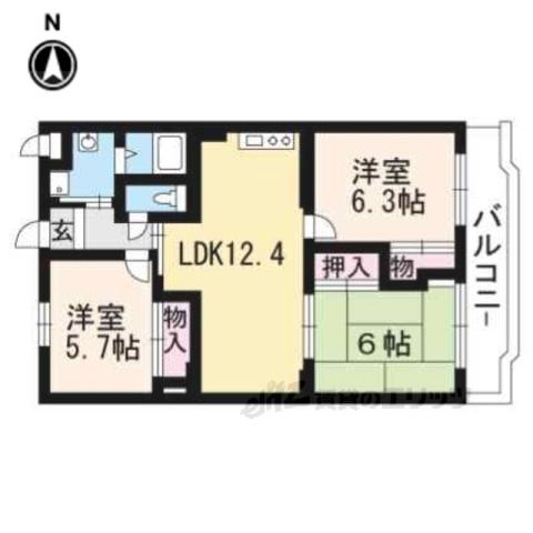 レオ中臣(3LDK/3階)の間取り写真