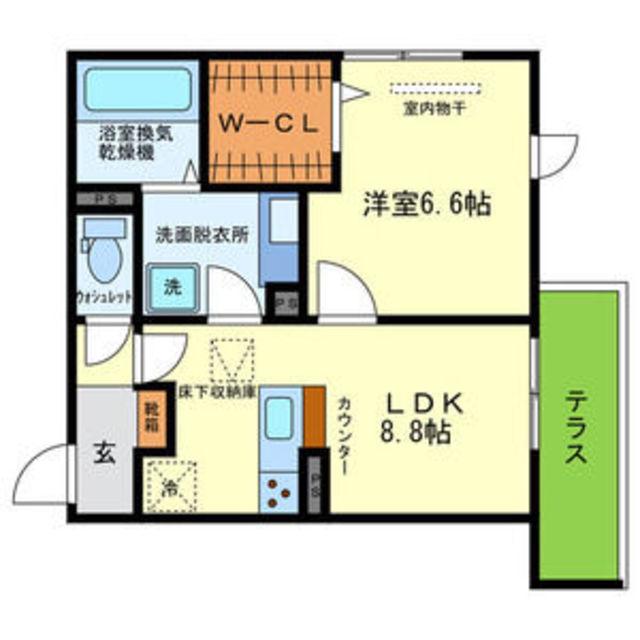 YKメゾン向陽(1LDK/1階)の間取り写真