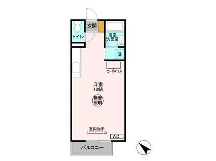 クレセント君塚B(ワンルーム/2階)の間取り写真