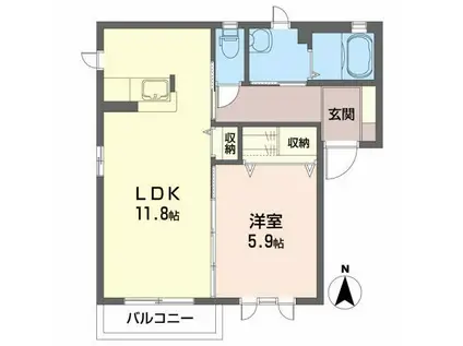 メゾン ト レスポアールB(1LDK/2階)の間取り写真