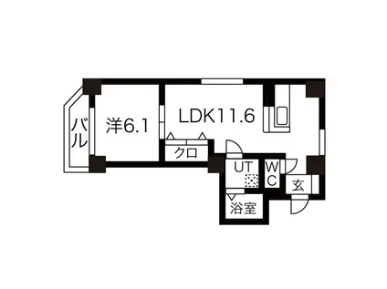 HILLTOP TOWER(1LDK/5階)の間取り写真