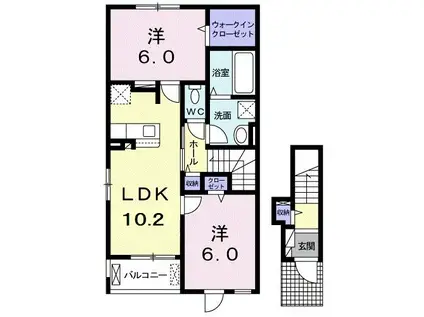 リブリージュB(2LDK/2階)の間取り写真