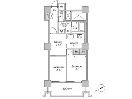 六本木ビュータワー(2DK/12階)の間取り写真