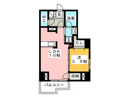 コスモグラシア浅草(1LDK/14階)の間取り写真