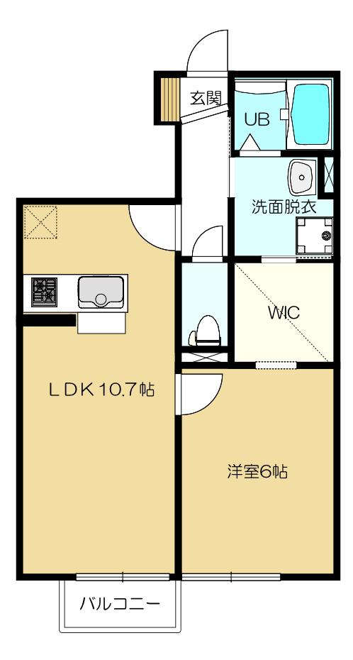 SKY BLUE本館 A棟(1LDK/1階)の間取り写真