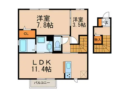 ハイモールII・III(2LDK/2階)の間取り写真