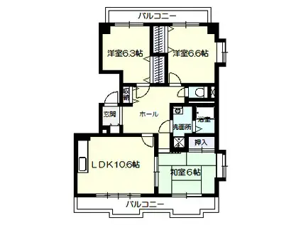 アクアレール(3LDK/3階)の間取り写真