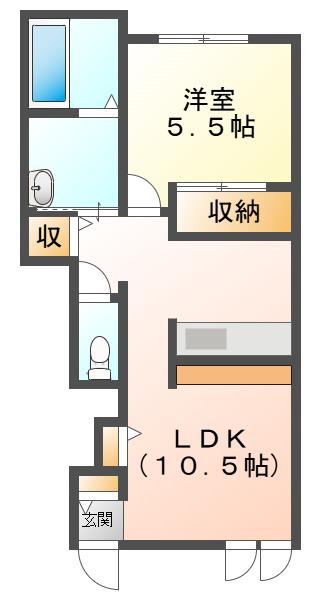 GRATIA(1LDK/1階)の間取り写真