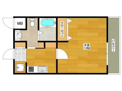 パークヒルズ新大阪WILL(1K/2階)の間取り写真