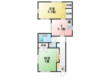 ＪＲ京浜東北線 関内駅 バス乗車時間：10分 最寄りバス停で下車 徒歩2分 2階建 築36年(2K/1階)の間取り写真