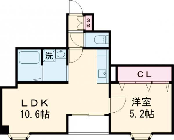 グランデージ中央町(1LDK/3階)の間取り写真