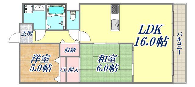 パルフェ武庫之荘(2LDK/2階)の間取り写真