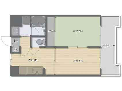 ロイヤルハイツ南栄(2DK/4階)の間取り写真