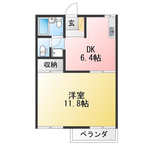 ライトウェル(1DK/2階)の間取り写真