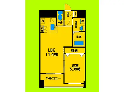 ノルデンハイム江坂(1LDK/6階)の間取り写真