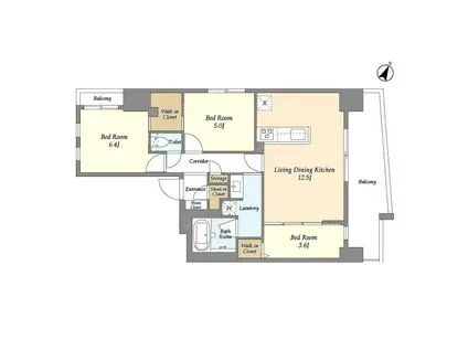 グラン千代田岩本町(3LDK/11階)の間取り写真