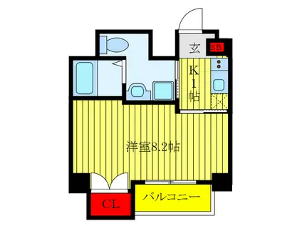 ベルシード王子(1K/9階)の間取り写真