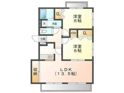 レイク ヒル アミリ(2LDK/2階)の間取り写真