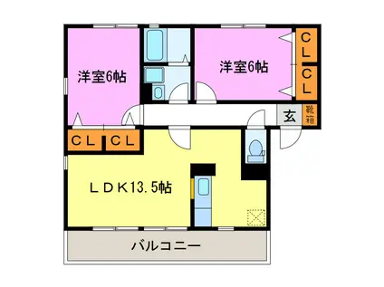 ビューテラス(2LDK/2階)の間取り写真