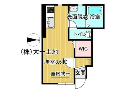 ル・メイユール東宮野目A棟(ワンルーム/1階)の間取り写真