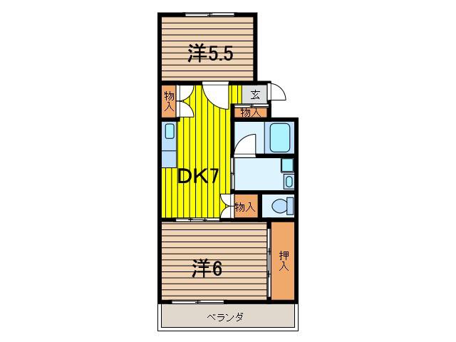 守屋ビル(2DK/2階)の間取り写真
