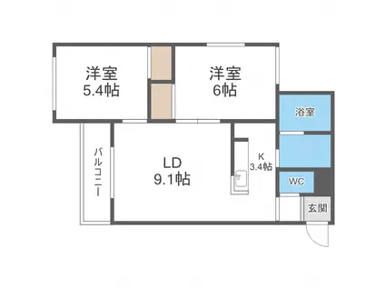 ブラン・ルーチェ(2LDK/2階)の間取り写真