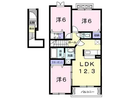 サニーレジデンス西三国B(3LDK/2階)の間取り写真
