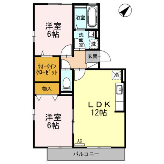 セジュール影橋B棟(2LDK/3階)の間取り写真
