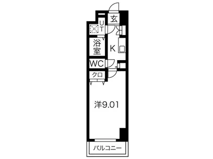 プリフェラブル栄(1K/10階)の間取り写真