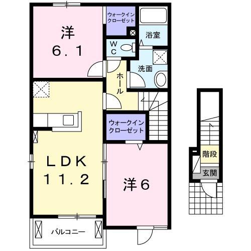 レガーロ・グランツB(2LDK/2階)の間取り写真