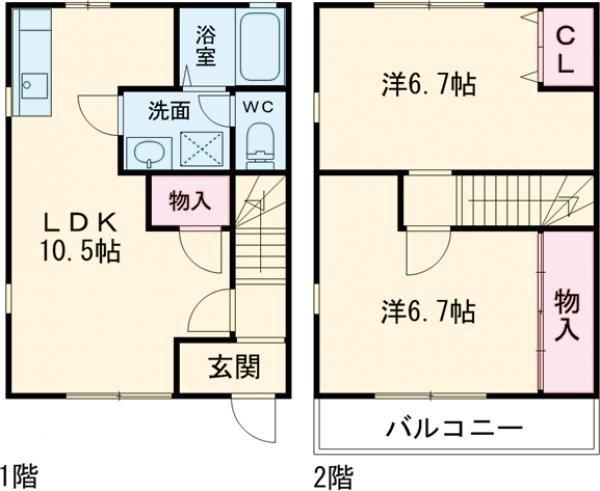 ルミエールA(2LDK/1階)の間取り写真
