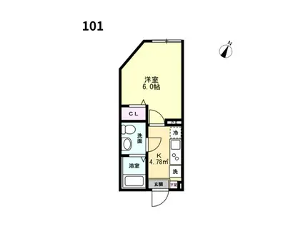 ルージュエール豊四季(1K/1階)の間取り写真