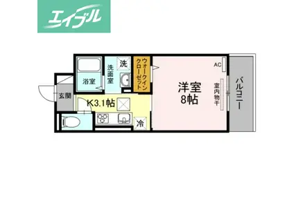 リッツレジデンスB棟(1K/3階)の間取り写真