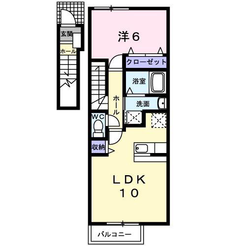 キャトル・セゾンII(1LDK/2階)の間取り写真