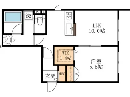 グランベル津田沼(1LDK/1階)の間取り写真