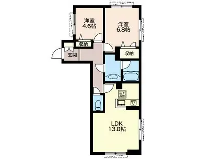 アトリエール新城(2LDK/1階)の間取り写真