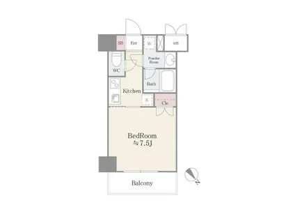 グレイスヴィラ御茶ノ水(1K/5階)の間取り写真