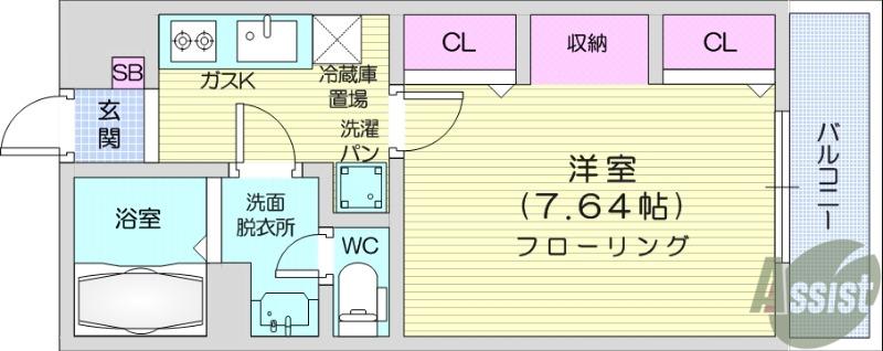 ルピナ原ノ町(1K/3階)の間取り写真