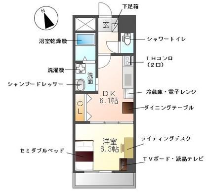 M-STAGEAOI(1DK/9階)の間取り写真