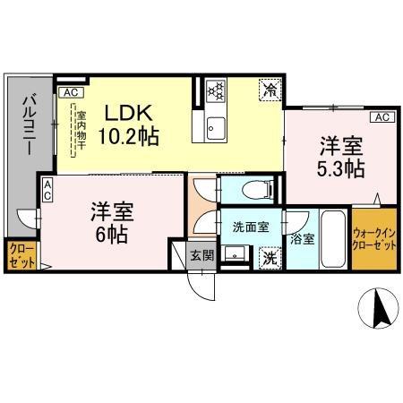 セレスティア谷中(2LDK/3階)の間取り写真