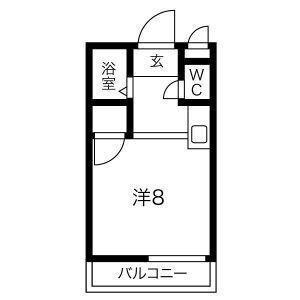 アメニティ天野I(ワンルーム/2階)の間取り写真