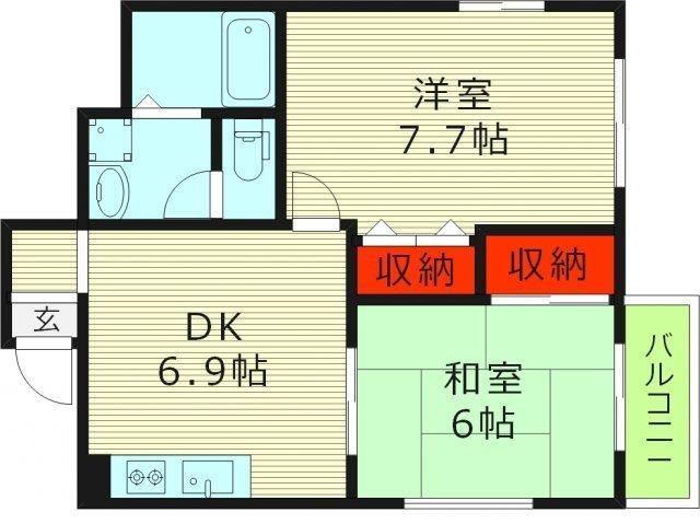 土居マンション(2DK/3階)の間取り写真