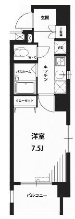 RIN HILLS(1K/4階)の間取り写真