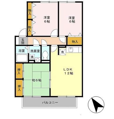 カームフォレスト(3LDK/2階)の間取り写真